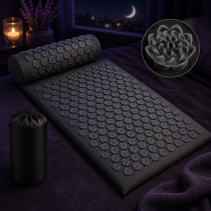 Deep Drift acupressure mat and pillow set designed for relaxation, stress relief and recovery