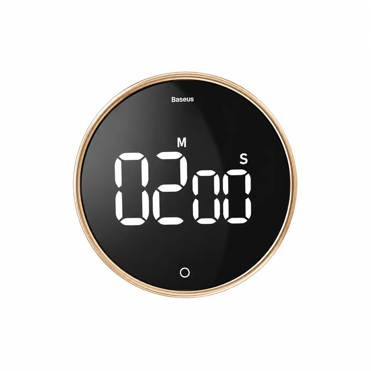 Deep Drift digital sleep timer with LED display and gold trim on a plain white background for bedroom sleep routine and relaxation setup